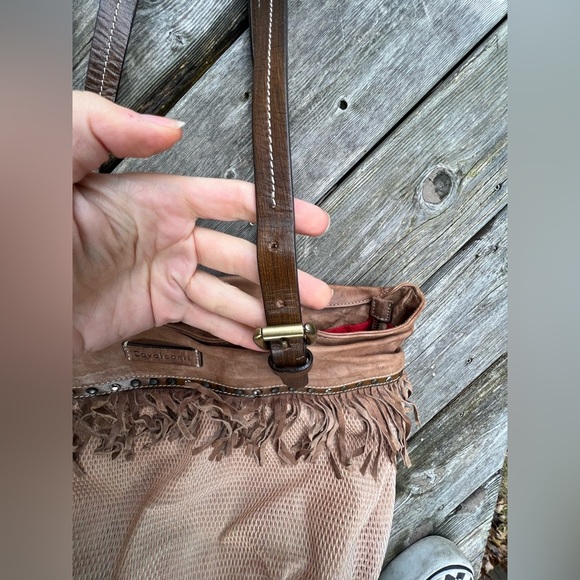CAVALCANTI Leather Brown Fringe Boho Made in Italy Shoulder Bag - Picture 6 of 16